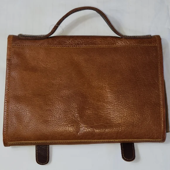 KomalC Elegant Tan Buffalo Leather Travel Dopp Kit Bag Unisex. - Picture 6 of 11